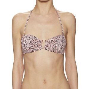 EBERJEY Bikini Top Women Medium Paisley Cecily NEW Ivory Red Blue Print REVOLVE